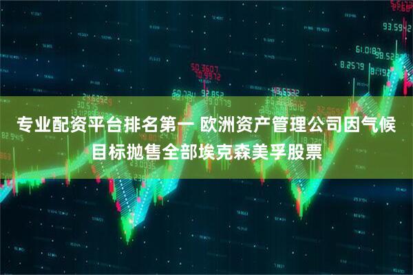 专业配资平台排名第一 欧洲资产管理公司因气候目标抛售全部埃克森美孚股票